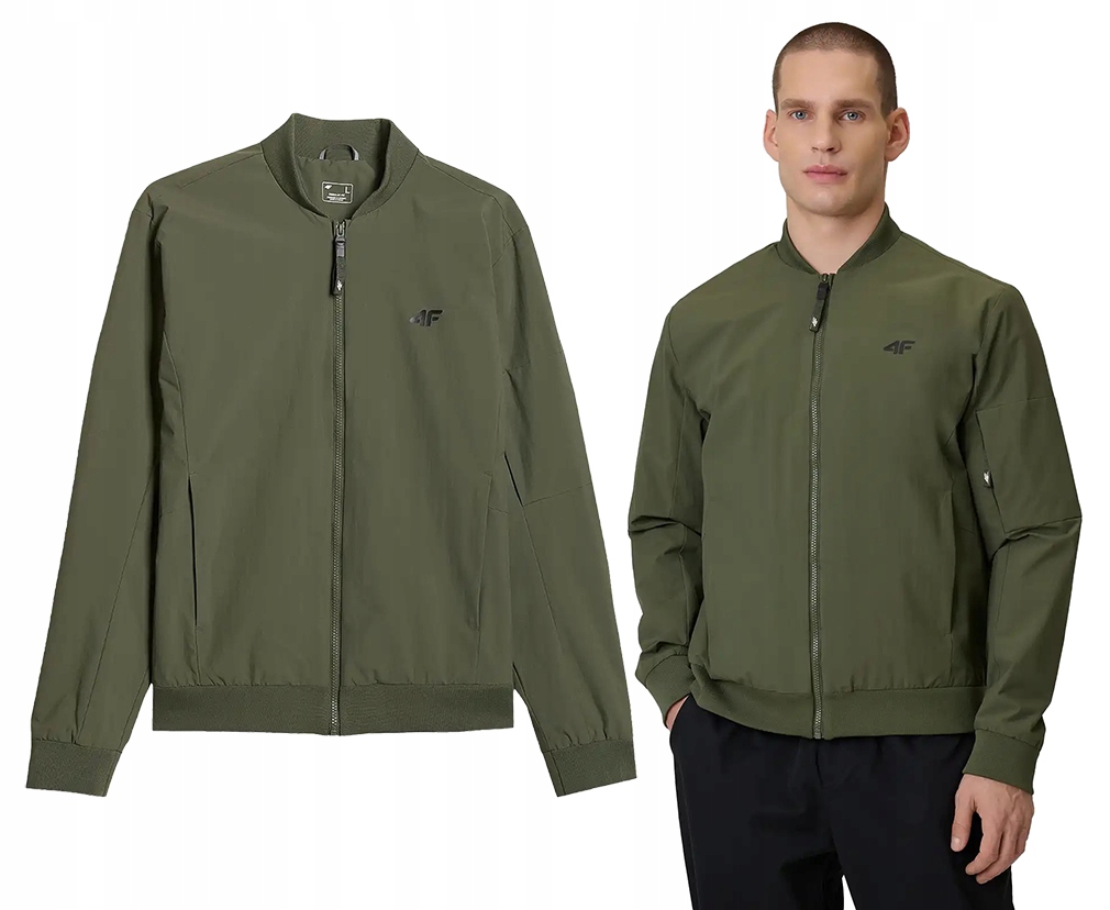 Pánská přechodová bunda 4F bez kapuce M316 městská bomber khaki 2XL