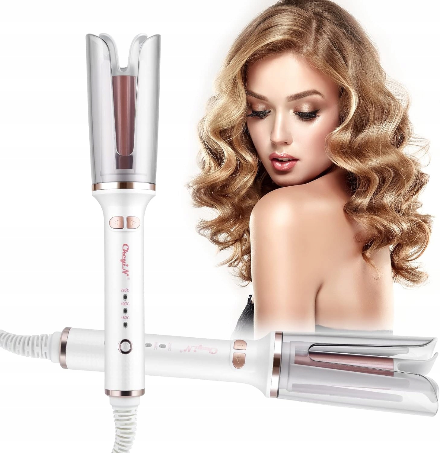 CkeyiN Automatická kulma na vlasy se 3 teplotami 160-220 °C,