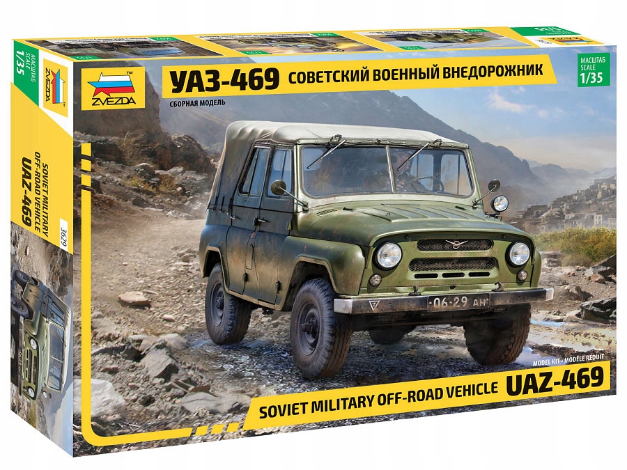 Zvezda 3629 1/35 Uaz 469 Sovětské vojenské terénní vozidlo