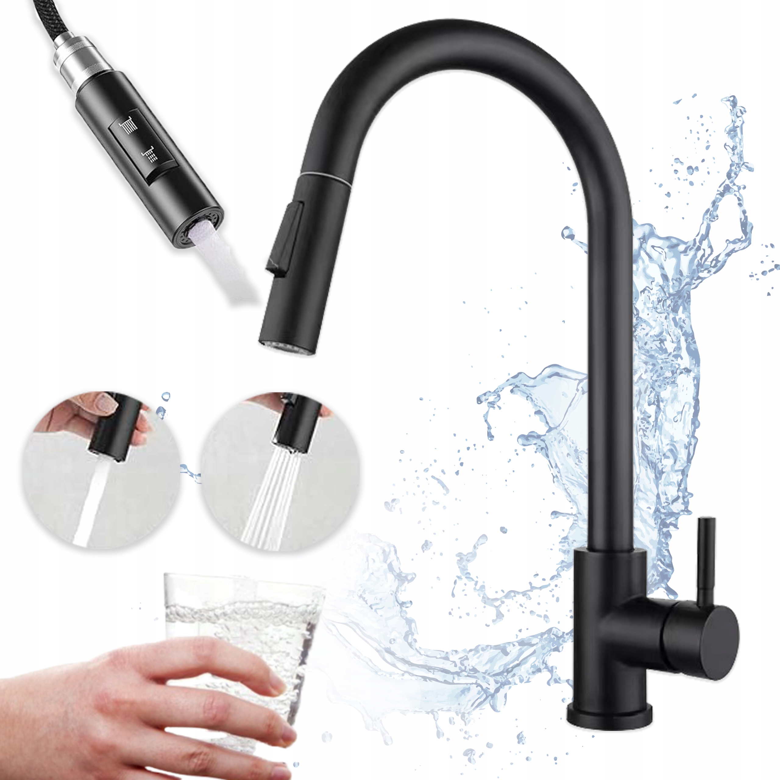 Kuchyňská Baterie, Stojanový Vývod, Černá Barva S Černým Výtokem