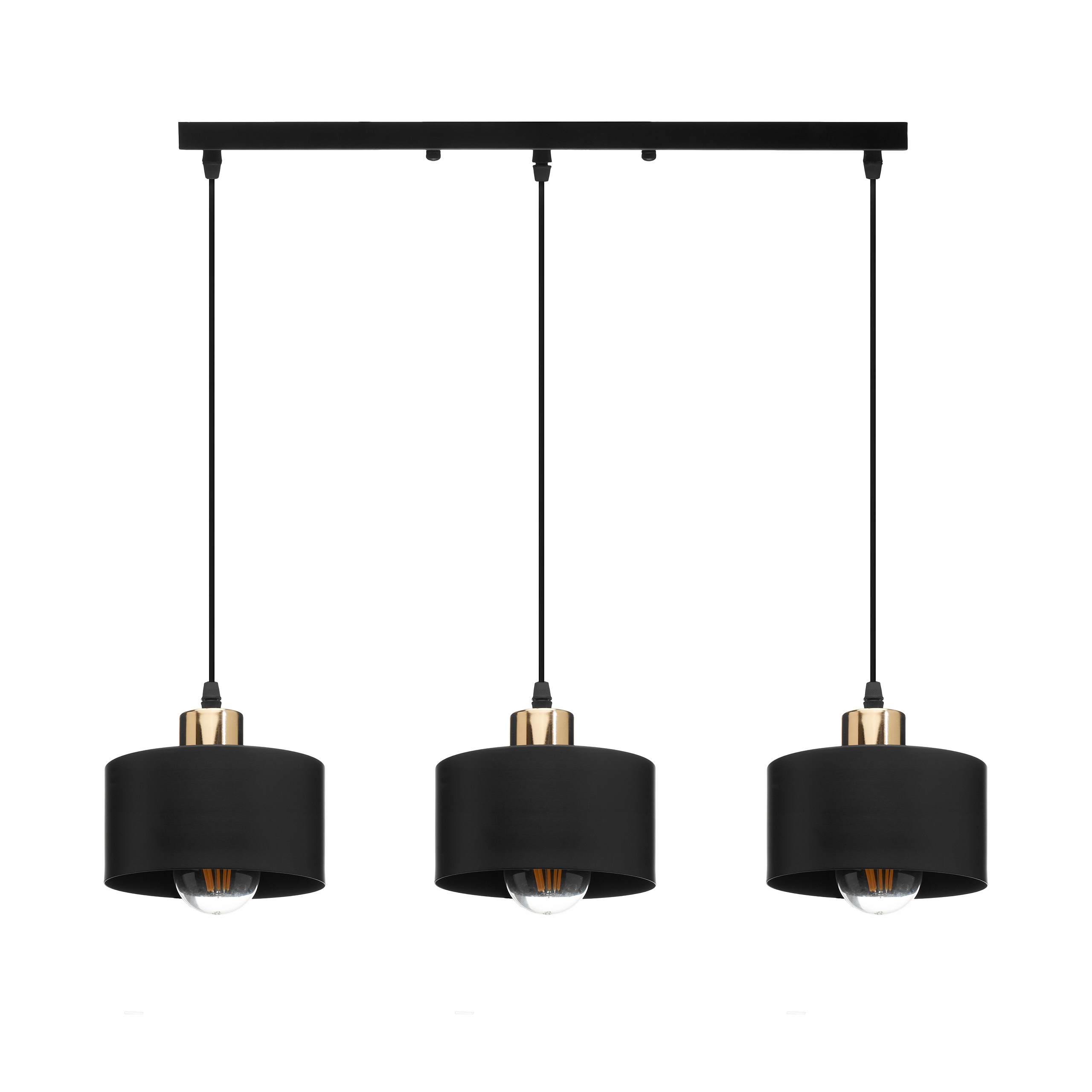

Lampa Sufitowa Wisząca Potrójna Czarno-złota E27