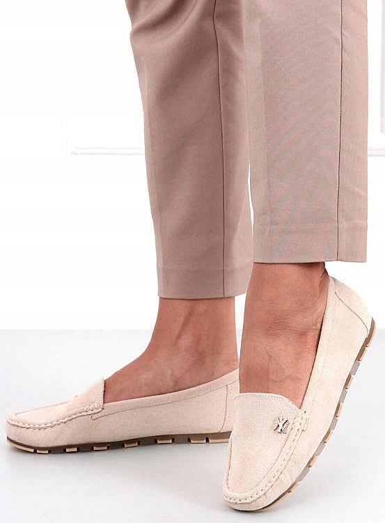 BALERINY ZAMSZ MOKASYNY BEŻOWE DAMSKIE CYRKONIE 38 Marka inna