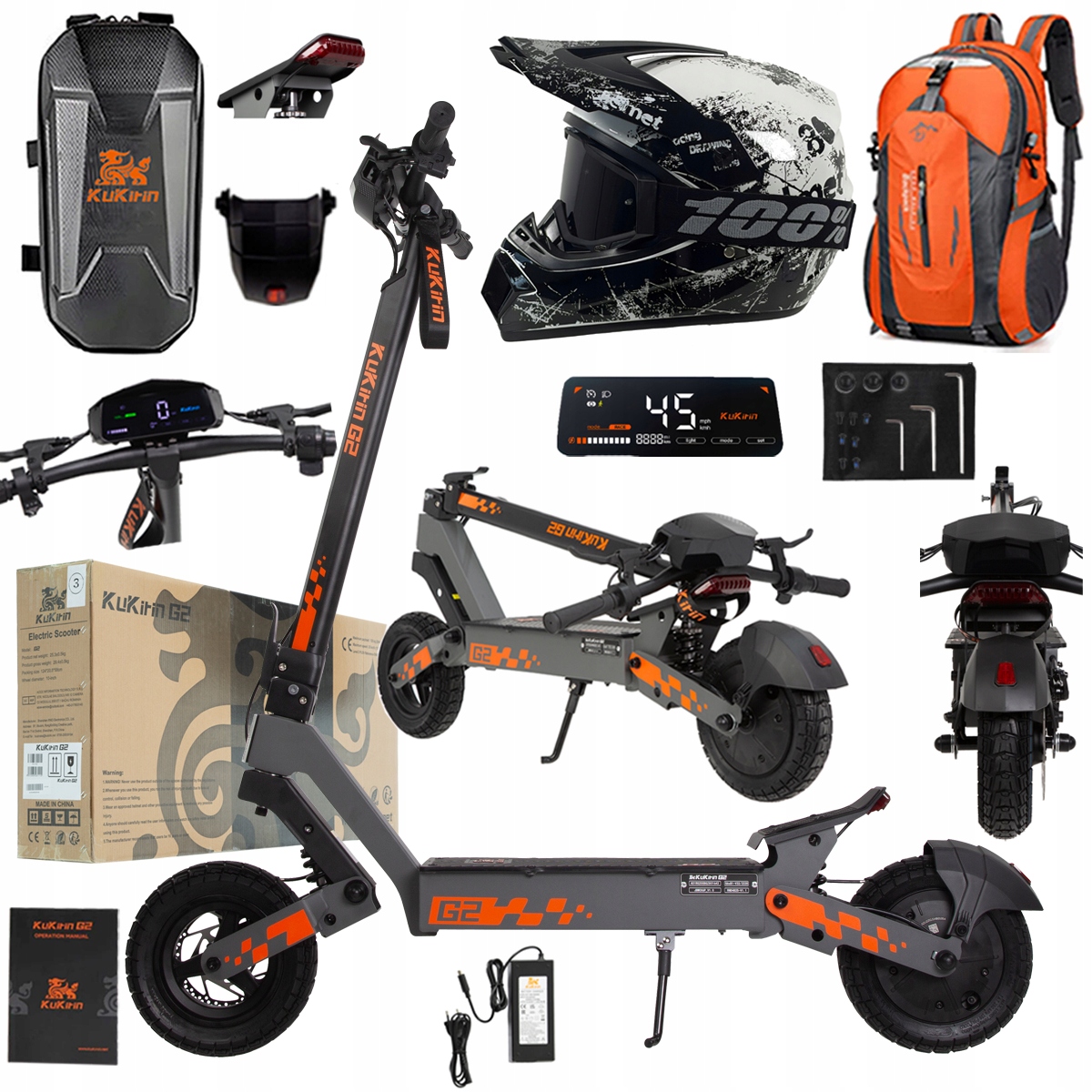 Kukirin G2 2026 Nové skládací elektrické vozidlo 1200W 45KM/H 15Ah 48V 10"