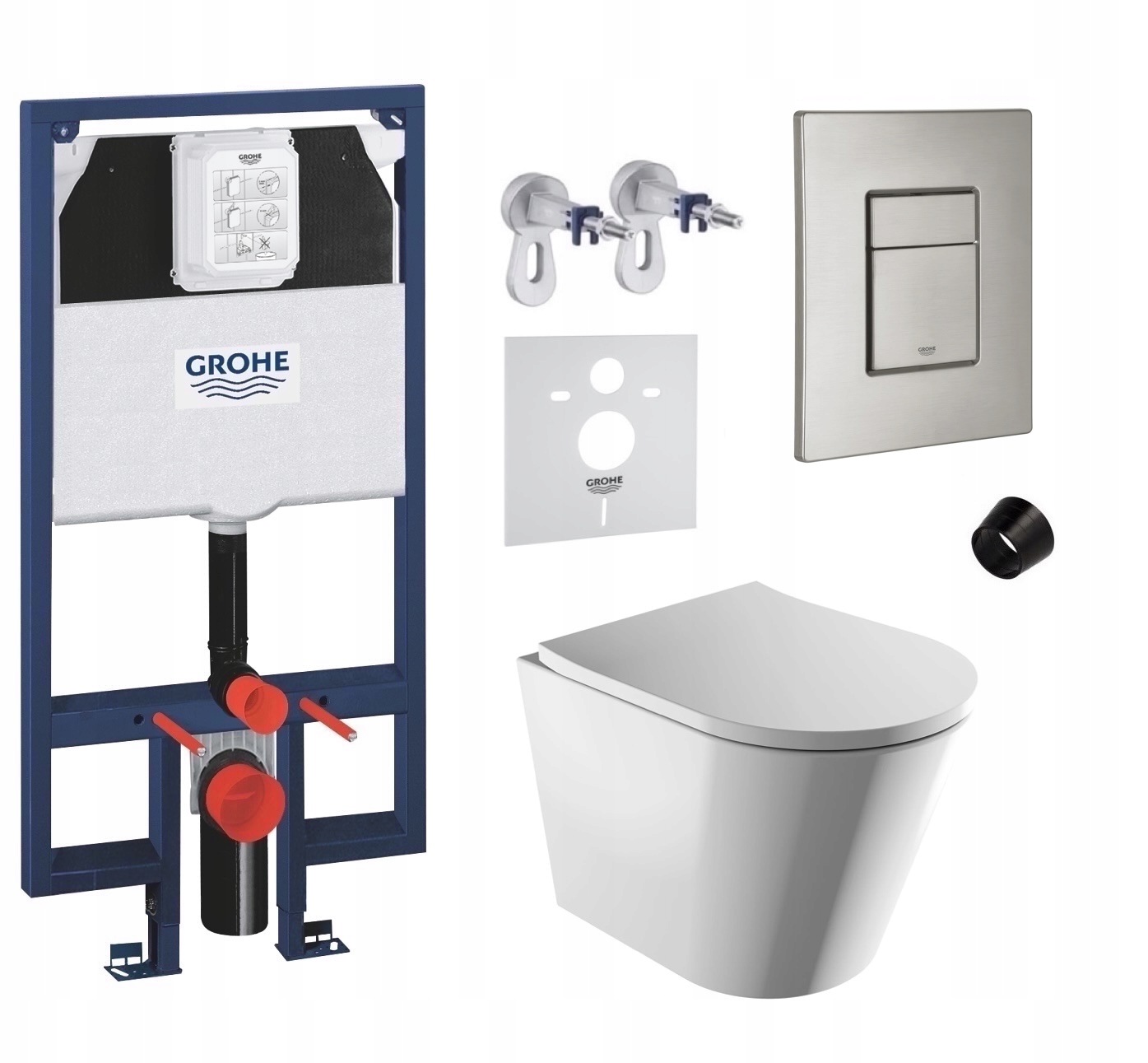 Zestaw Wc, Stelaz Grohe Slim Miska Wc Rim Silent Omnires Przycisk stal