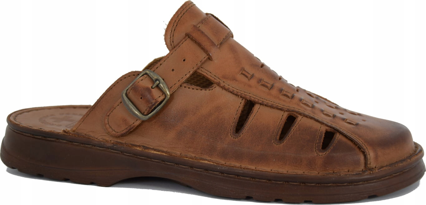 

Klapki Męskie Letnie Buty Skórzane Brązowe 801 R43
