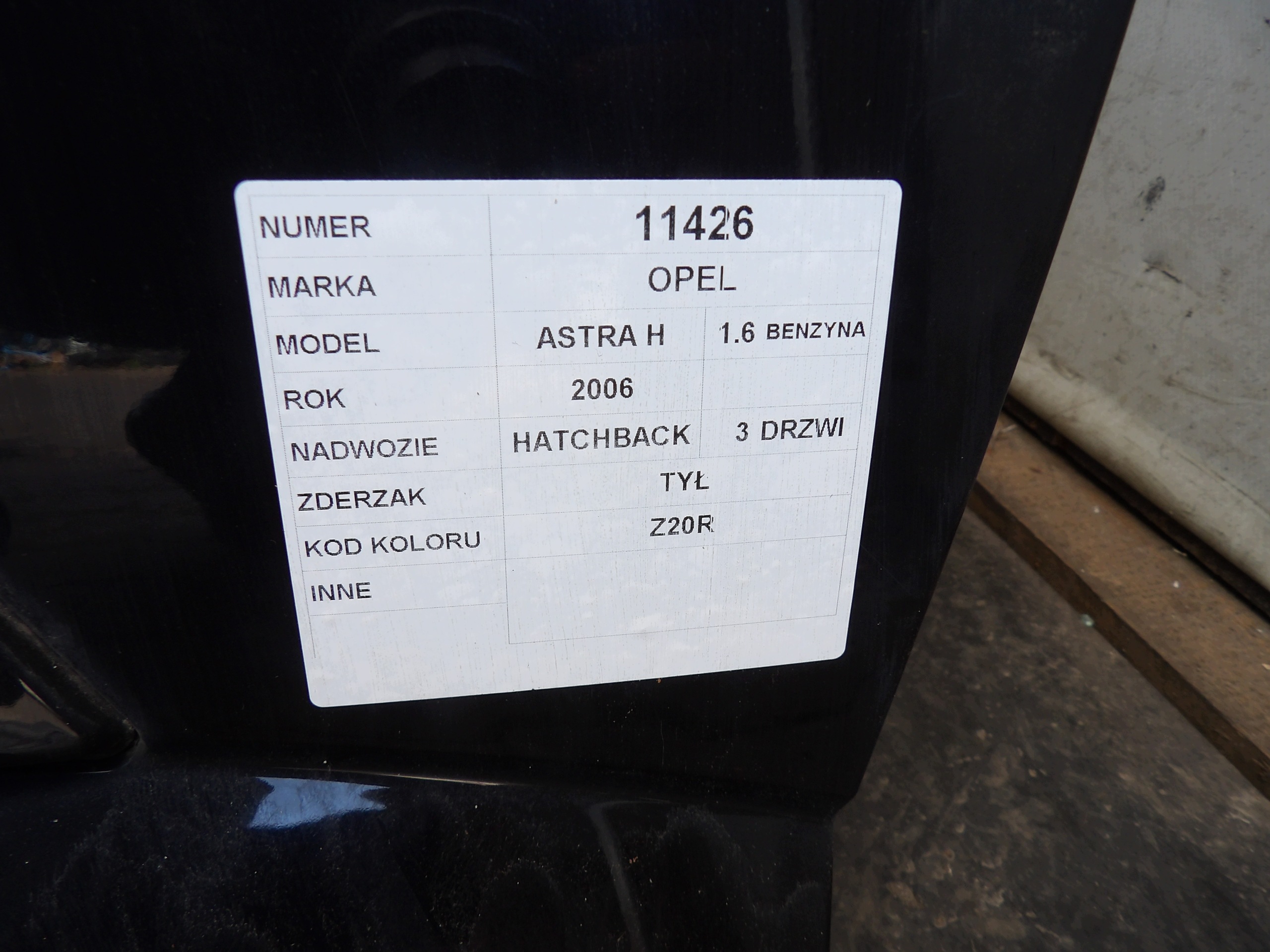 Opel Astra H bumper rear Z20R