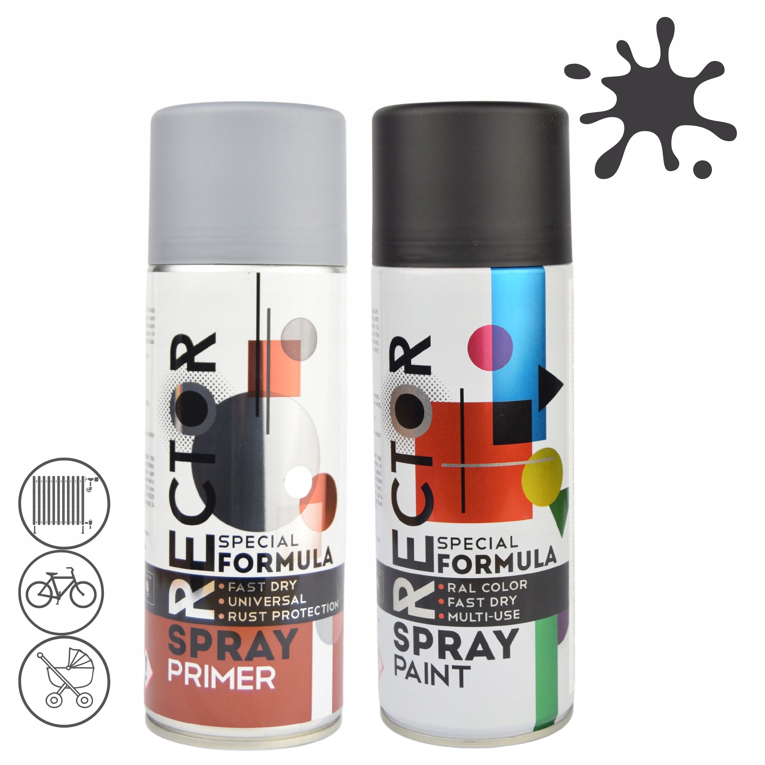 

Zestaw lakier farba czarna mat podkład spray