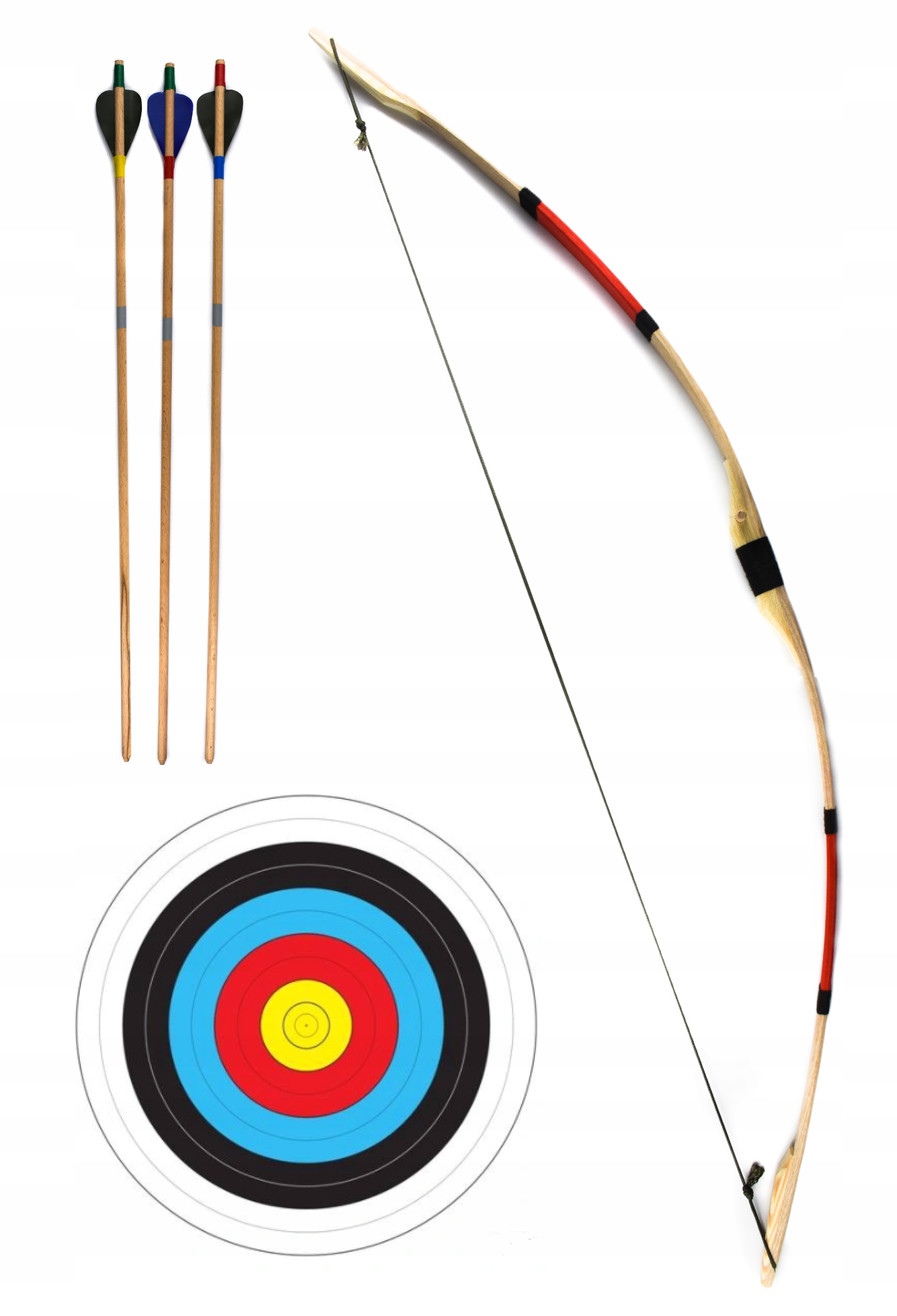 

Łuk Drewniany 115cm 3 Strzały + Tarcza Zestaw Czer