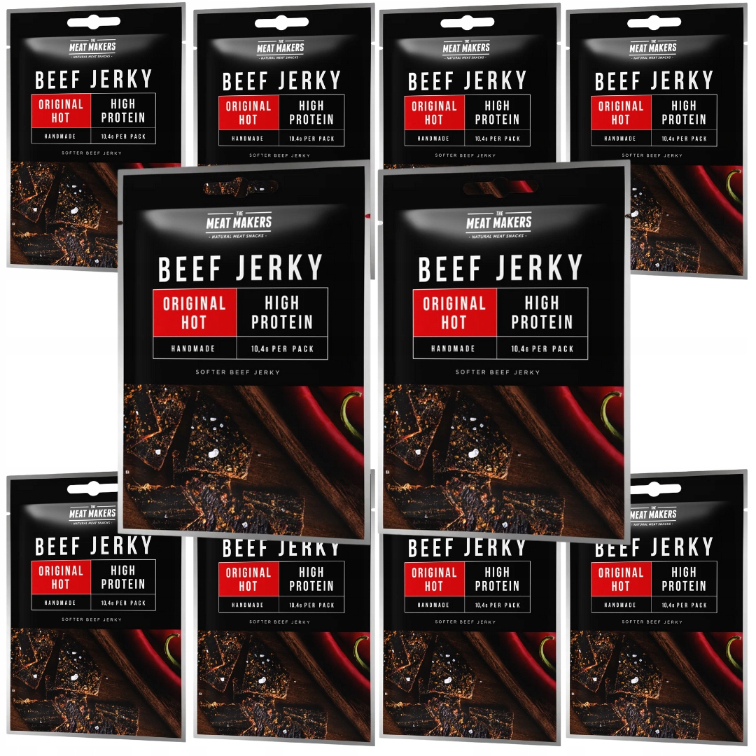 10x Meat Makers Beef Jerky Hot 25G Sušené Hovězí Maso High Protein