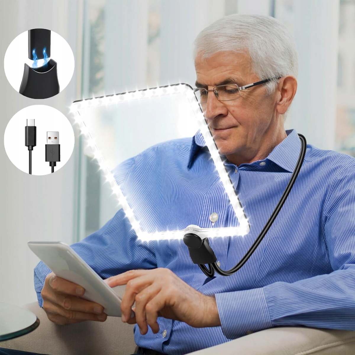Lupa Do Czytania Szkło Powiększające Z Led Duża 5X Do Czytania Dla Seniorów