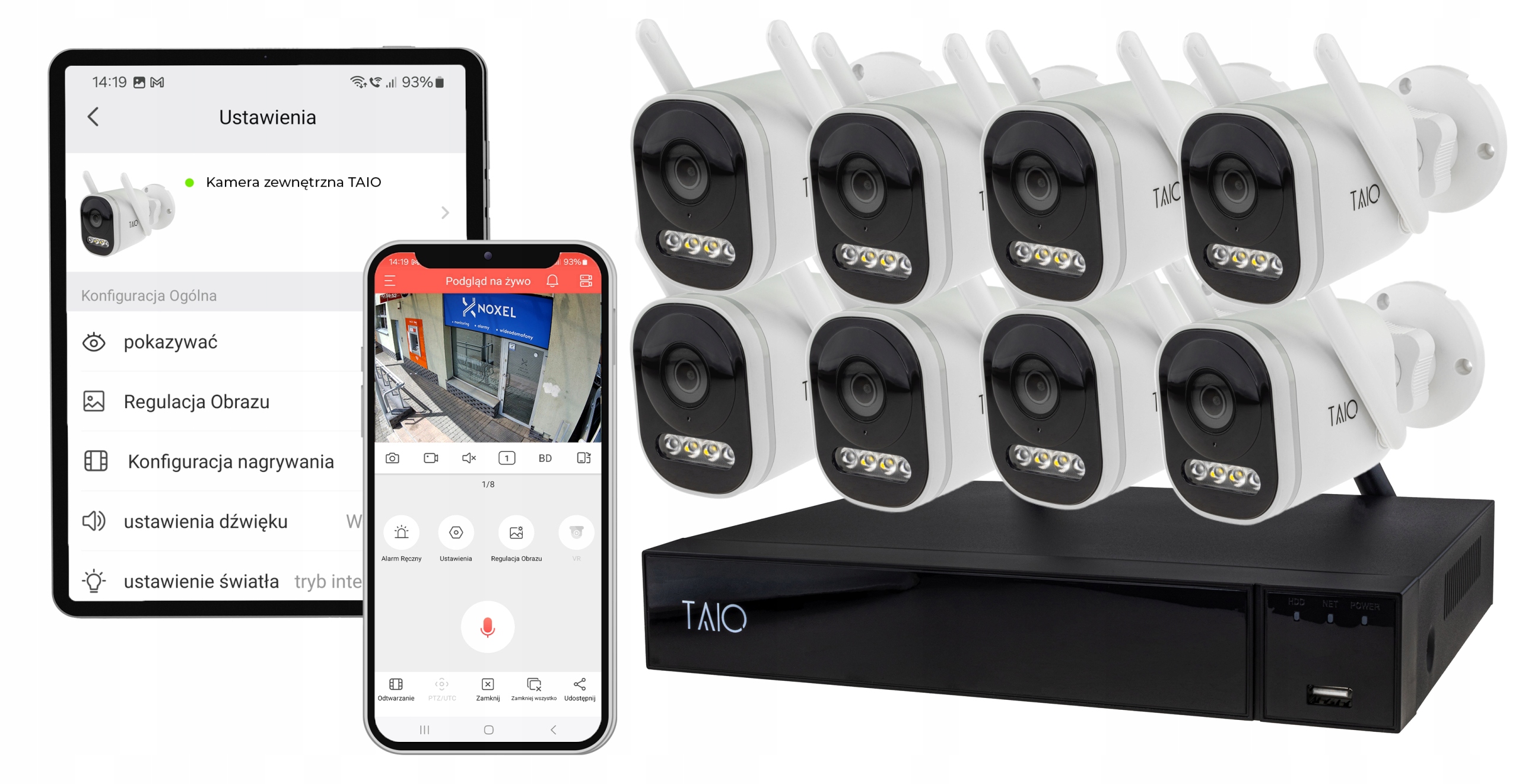 ZESTAW MONITORINGU Wi-Fi 5MP|8x Kamera zewnętrzna + Rejestrator WiFi + Dysk Maksymalna pojemność dysków 8 TB