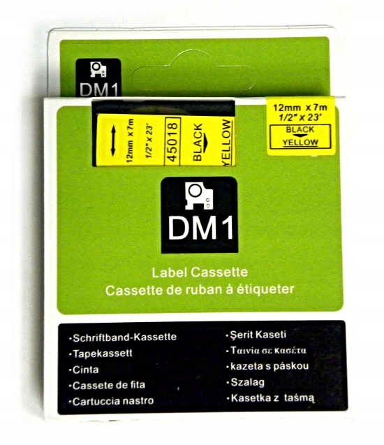 

Taśma zamiennik Dymo 45018 S0720580 12mm czarny/żó