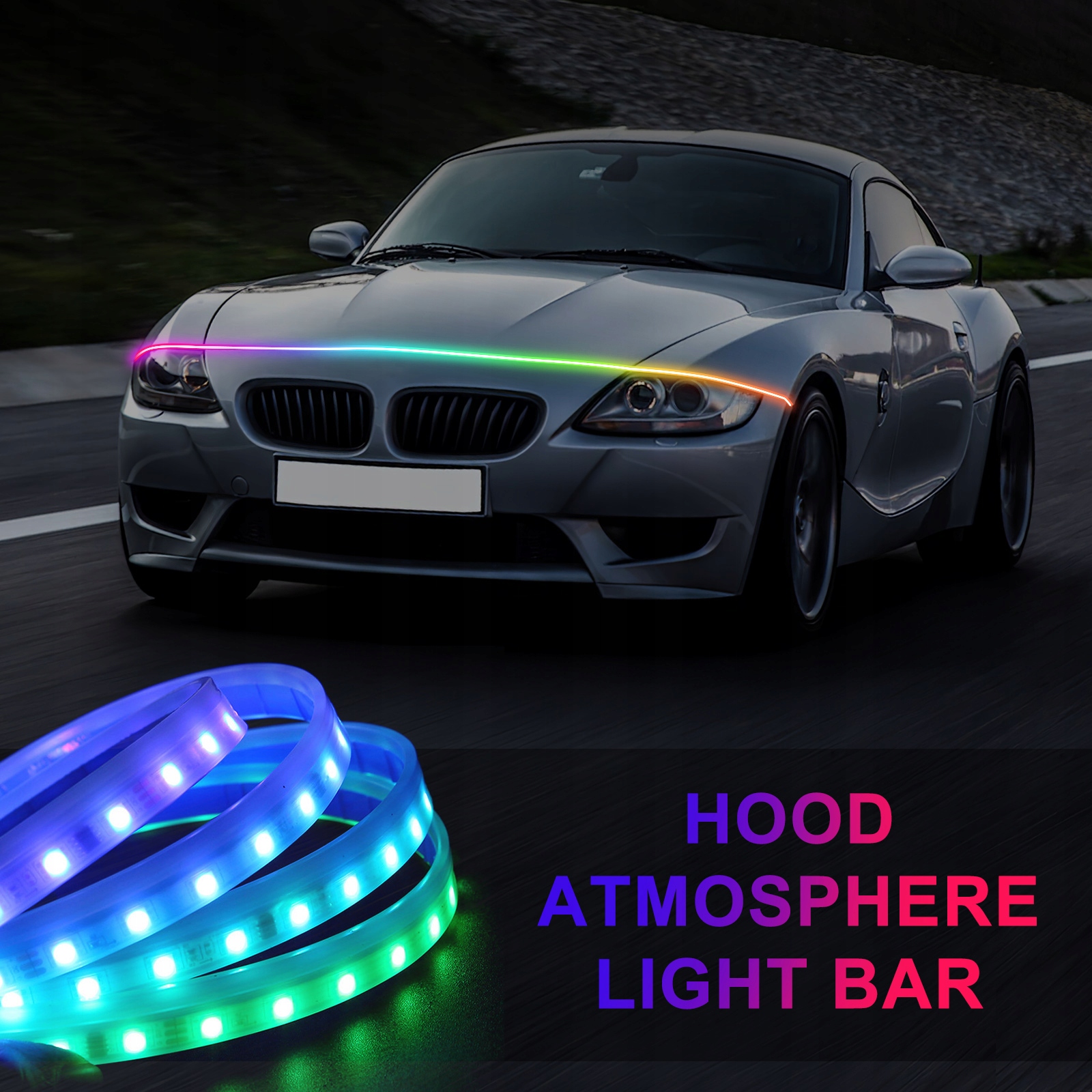 PASEK LED NA MASKĘ SAMOCHODU DYNAMICZNA OSŁONA SILNIKA Producent części Inny