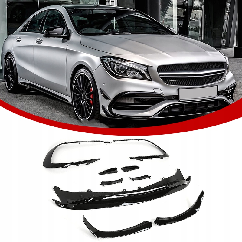 Mercedes Cla A45 C117 W117 Splittery Komplet Bodykit Letka Černý Lesk