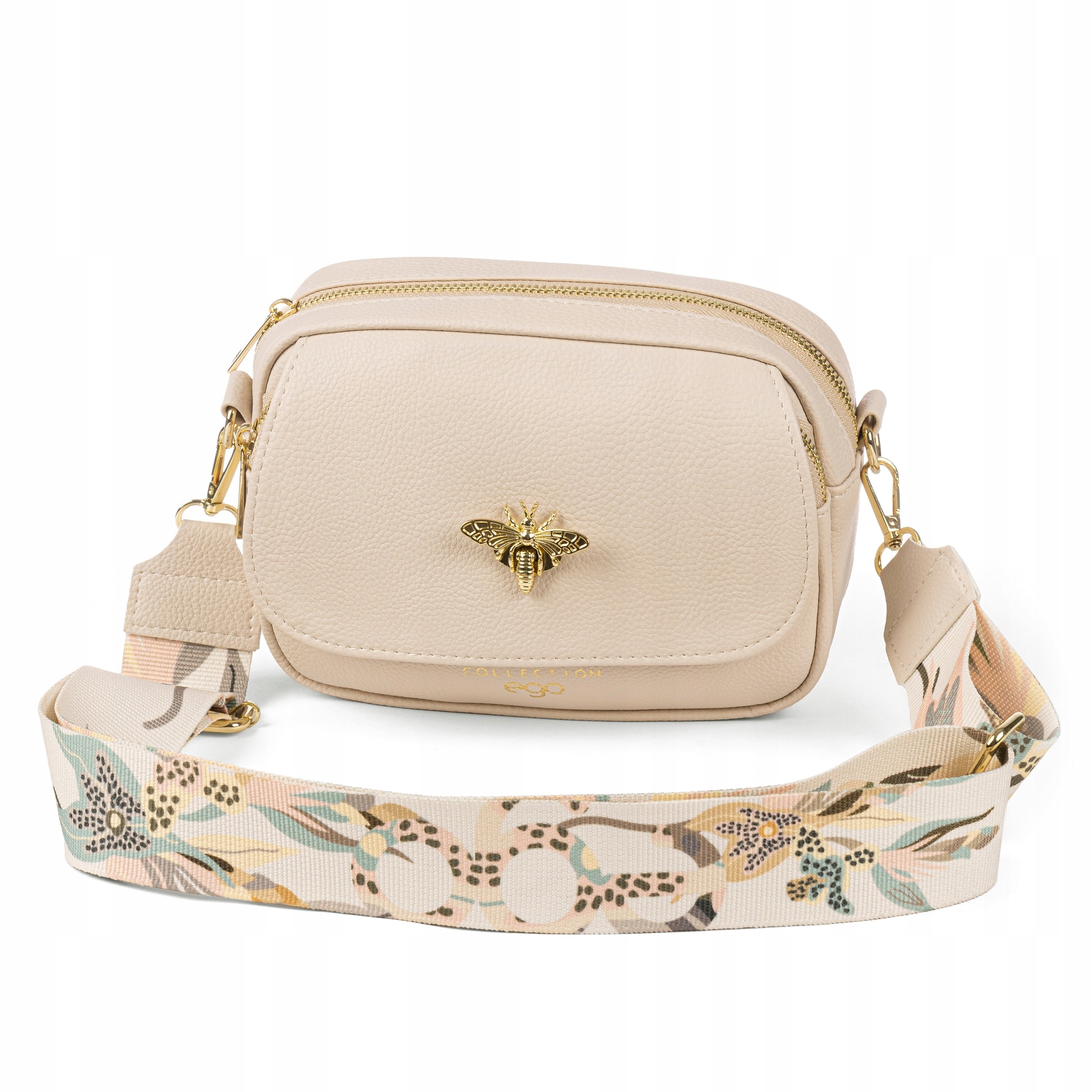 kabelka přes rameno kabelka Ego , elegantní béžová kožená taška přes rameno