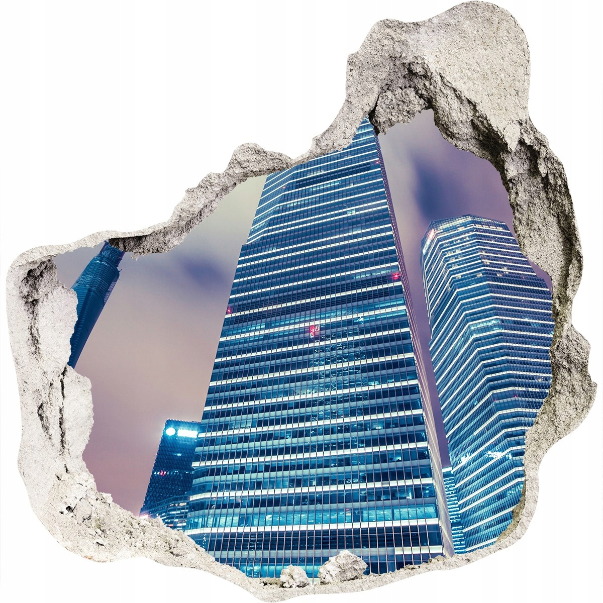 

Fototapeta dziura na ścianę 3d Drapacze chmur
