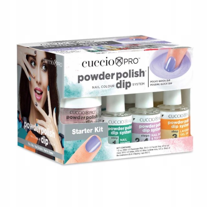 Dip System Zestaw Startowy Manicure Tytanowy Krok 1-6 Pudry