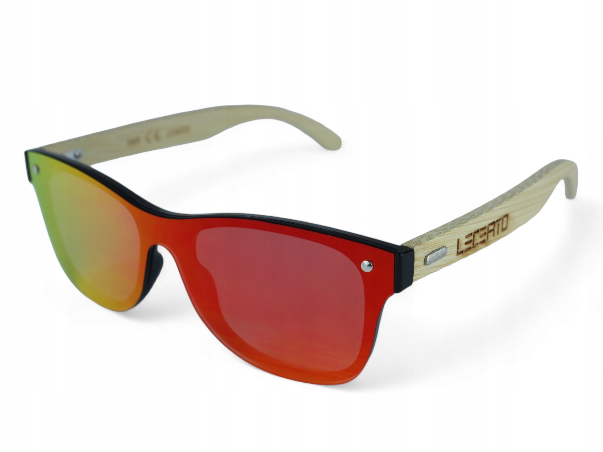 OKULARY PRZECIWSŁONECZNE UV400 DREWNIANE BAMBUSOWE ZESTAW LECERTO Kolor pomarańczowy