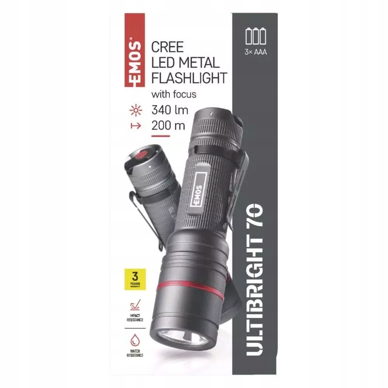 

Latarka Cree Led Ultibright 70, 340lm, 3xAAA P3170