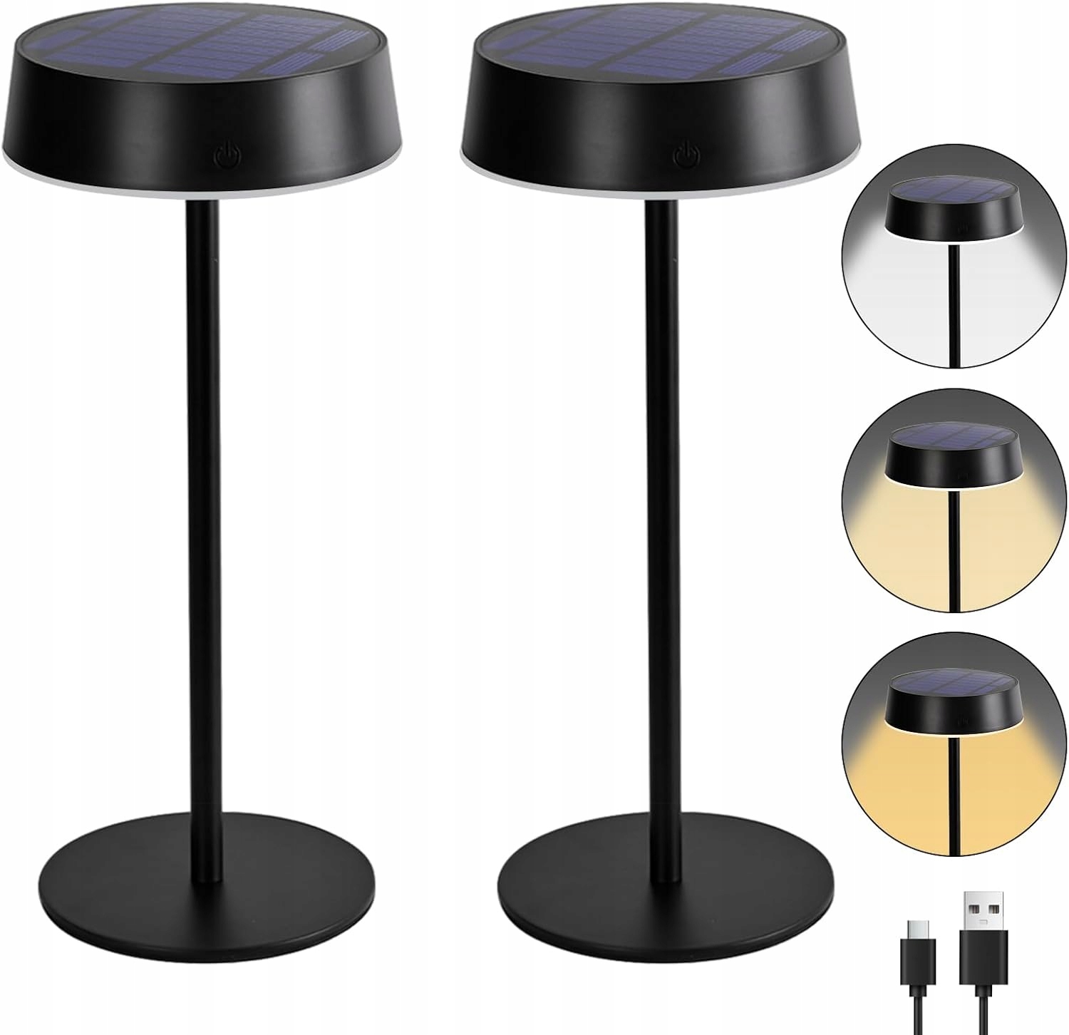 Solárna bezdrôtová stolová lampa 2ks IP67 nastaviteľná 3CCT do záhrady
