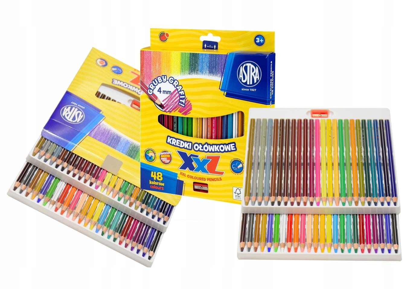KREDKI OŁÓWKOWE ASTRA GRAFIT 4mm GRUBY XXL 48 KOL