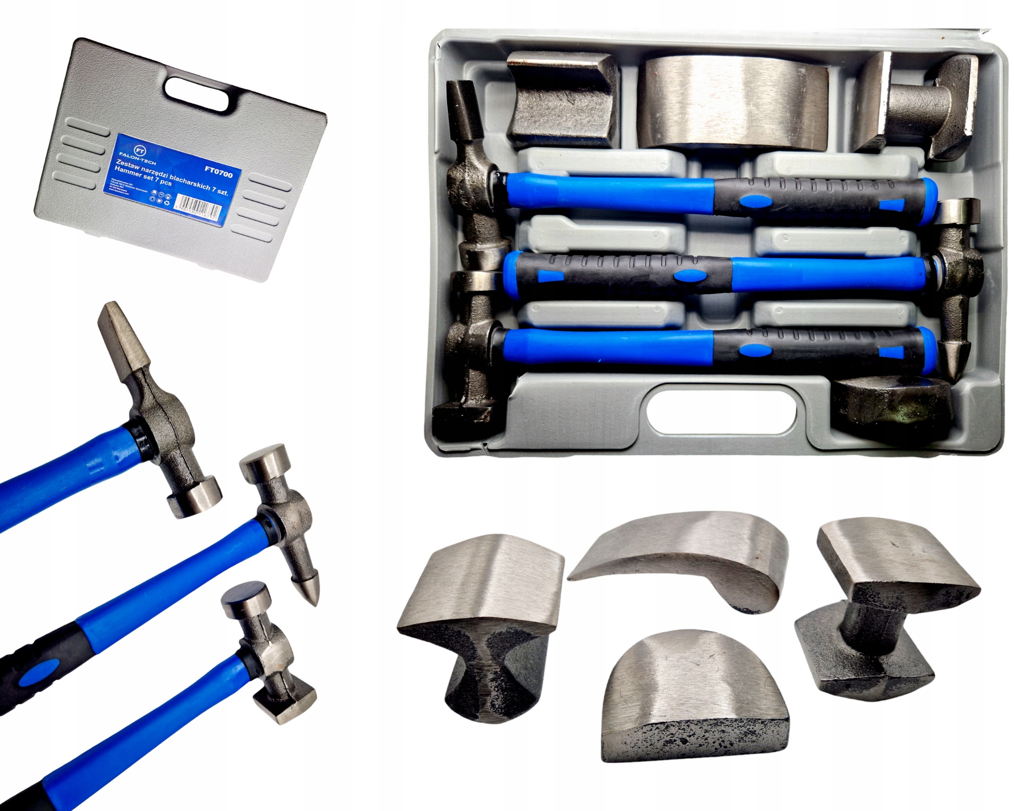 ZESTAW MŁOTKÓW I KOWADEŁEK BLACHARSKICH 7 EL.