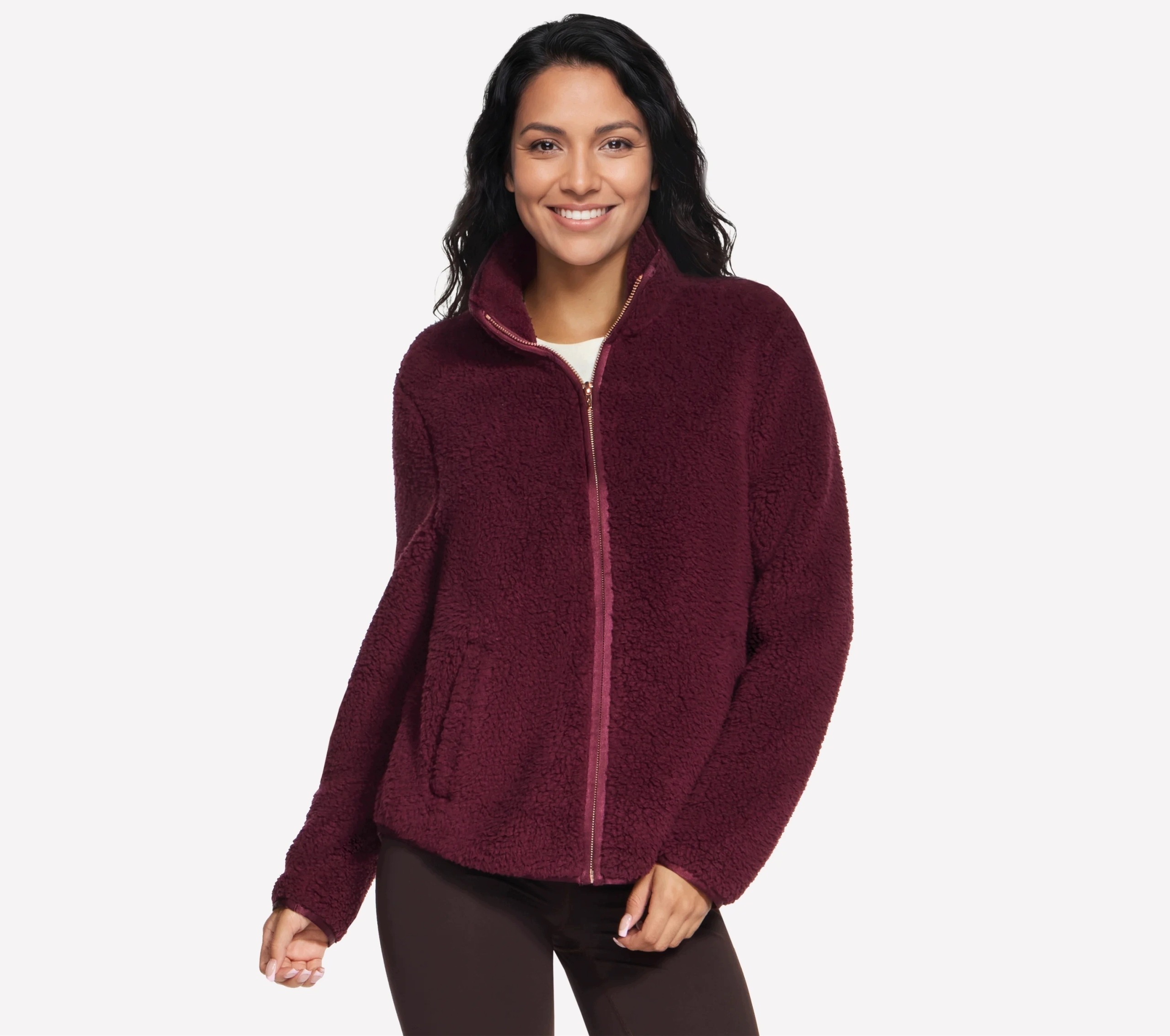 Mikina Skech-Sherpa Jacket Skechers vínová JA218 Bupk