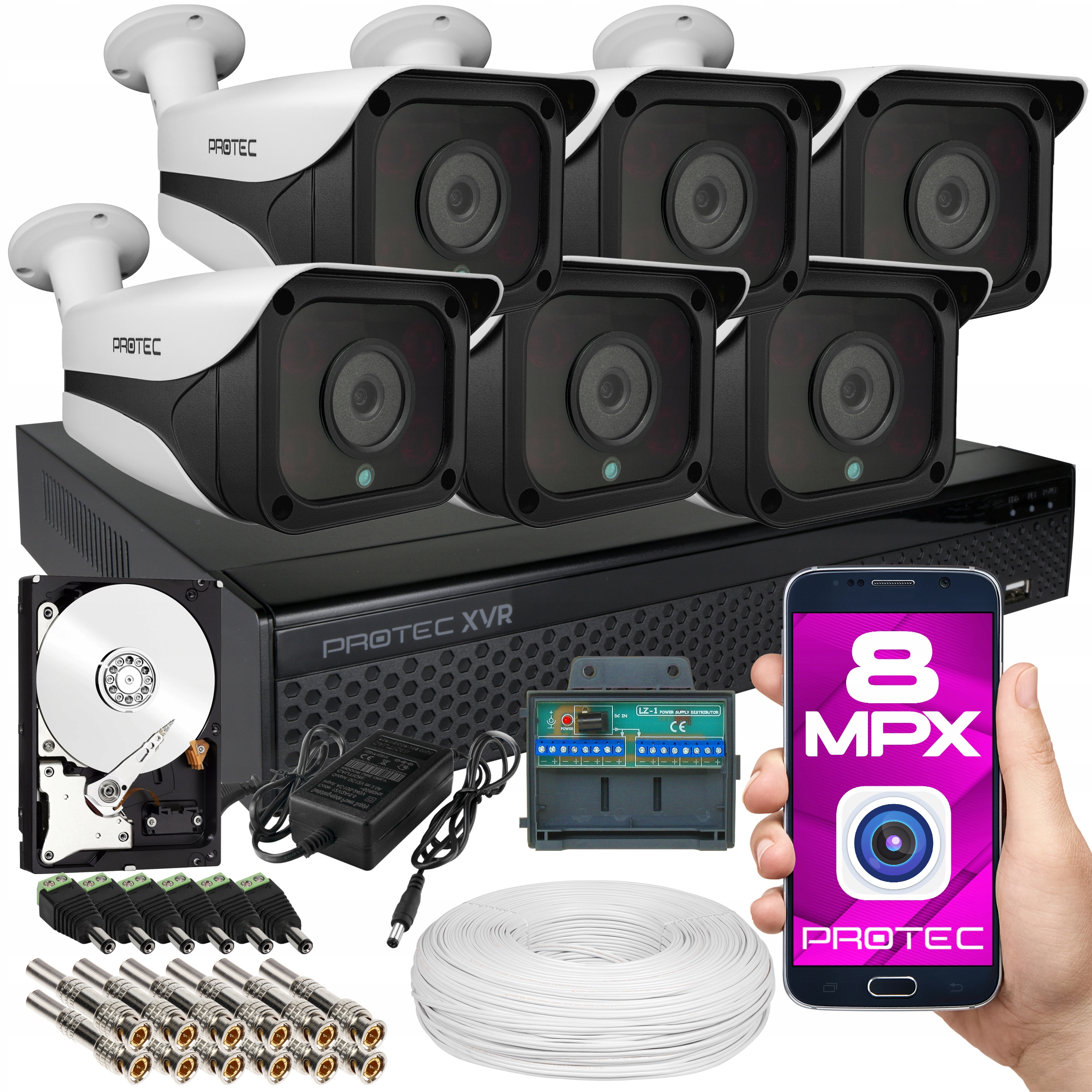 TELEWIZJA PRZEMYSŁOWA 6 KAMER 4K 8MP DUŻY DYSK 4TB