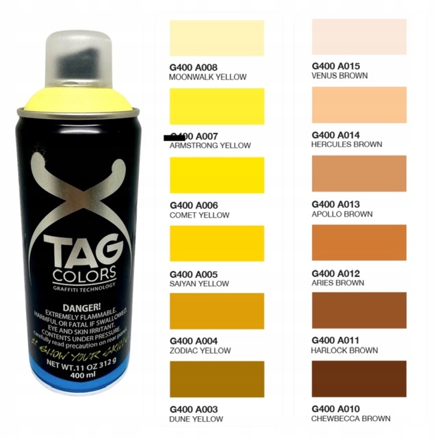 

Tag Colors Spray Graffiti lakier 400ml Żółty