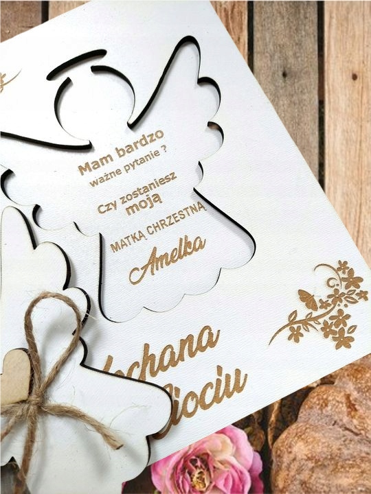 Czy zostaniesz moją CHRZESTNĄ CHRZESTNYM * ANIOŁEK Kolor biały