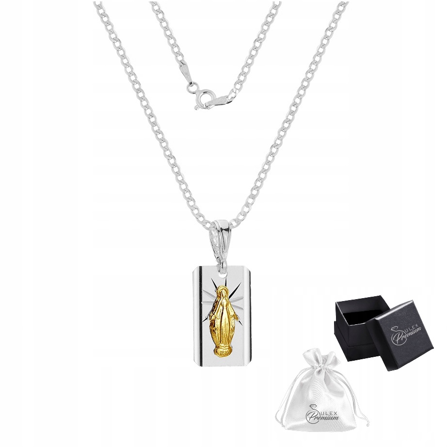 Řetízek Náhrdelník Stříbro ryzost 925 Úžasná Zlatá Panna Maria Svaté Přijímání 40 cm