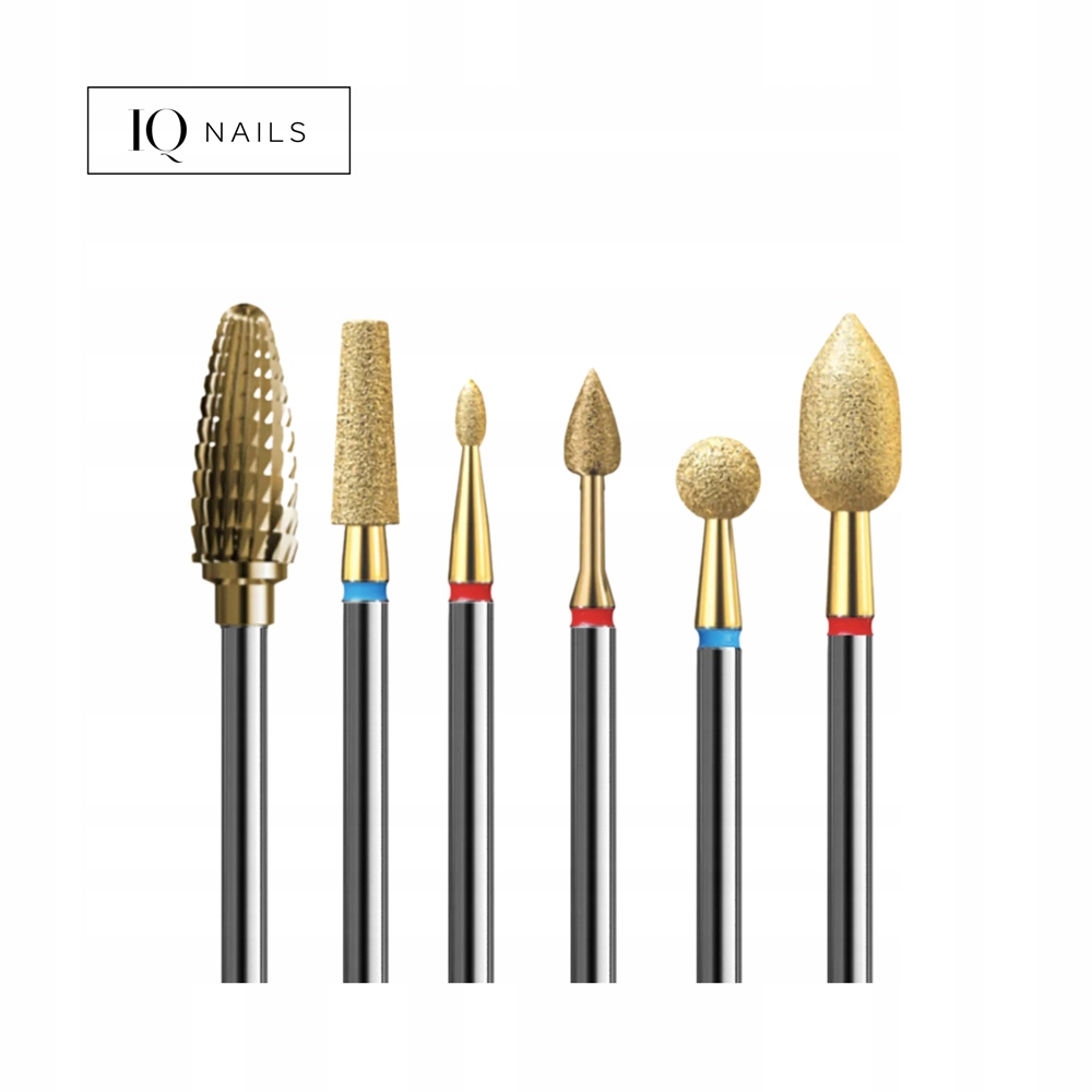 Silcare IQ Nails Zestaw Expert Gold Power 6 frezów do hybrydy żelu akrylu Rodzaj akcesoriów frezy i nośniki