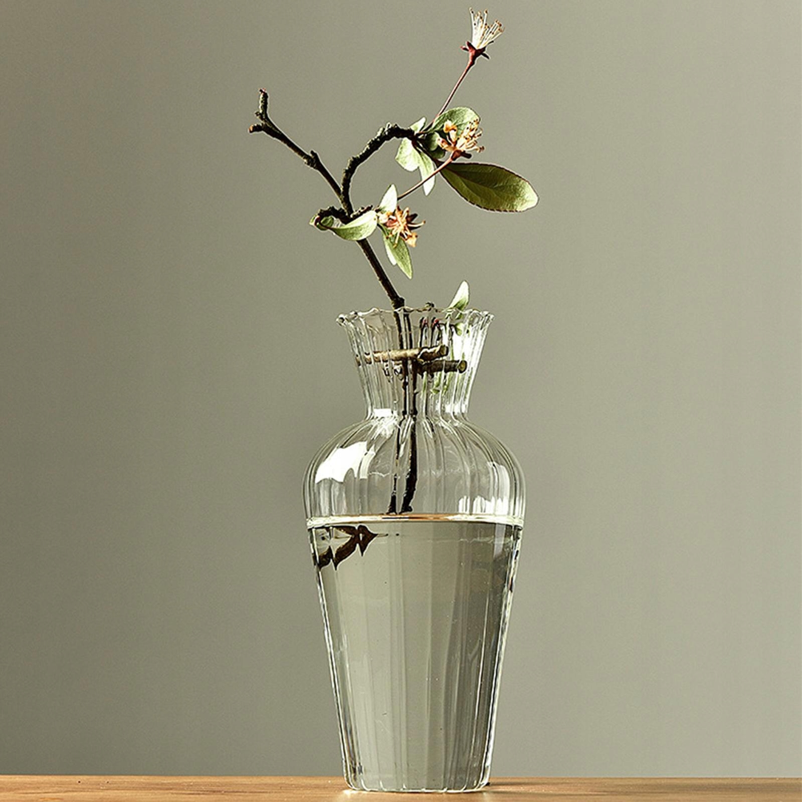 Przezroczysty wazon szklany wazon na stół w paski Marka bez marki