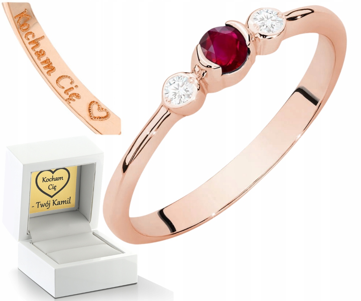 Růžové Zlato Prstýnek S Rubínem A Diamanty Zlato 585 Jako Dárek