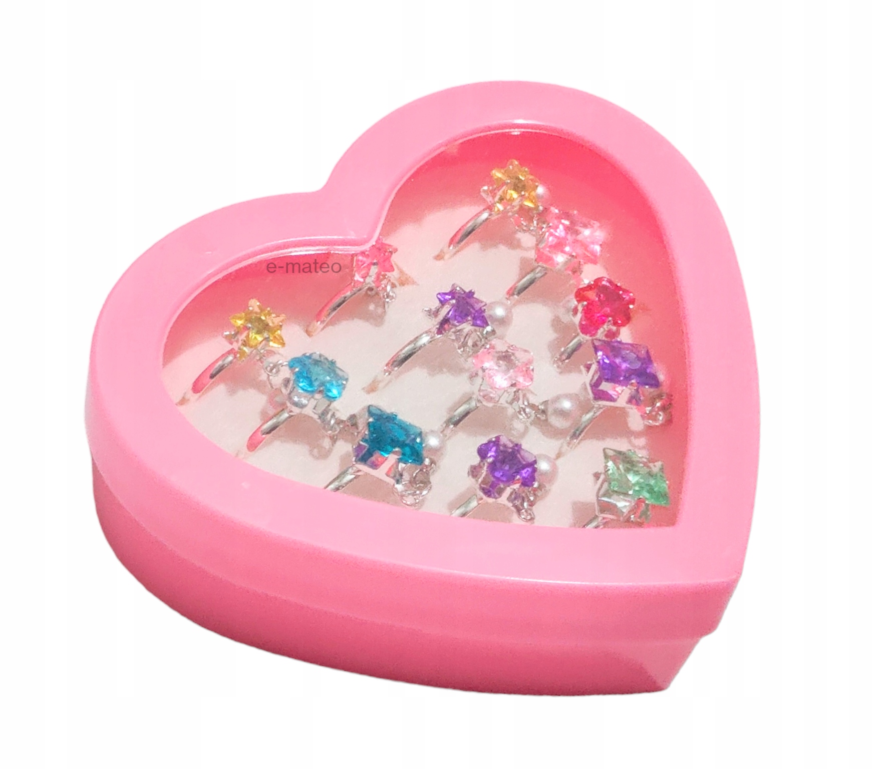 BIŻUTERIA PIERŚCIONKI DLA DZIEWCZYNKI zestaw 12szt Materiał Inny