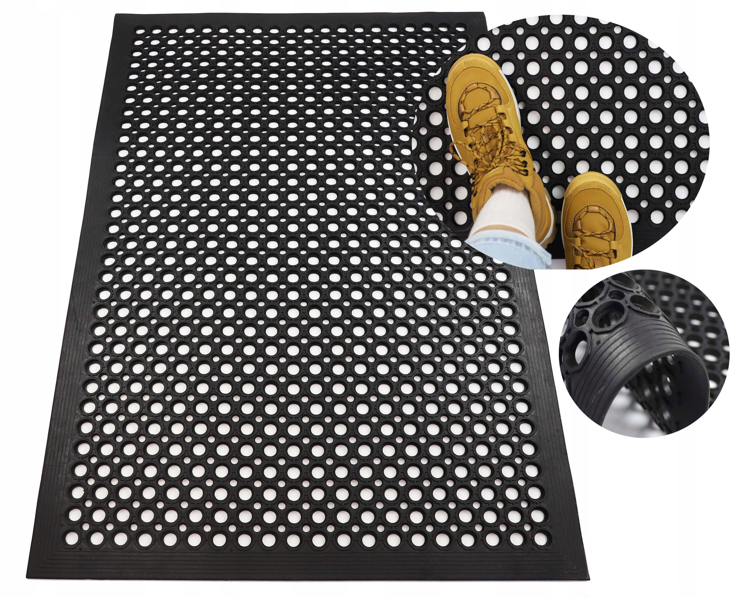 Velká Gumová Rohožka s Nájezdovou Hranou a Oky, Odolná, 90x150 Elsimone