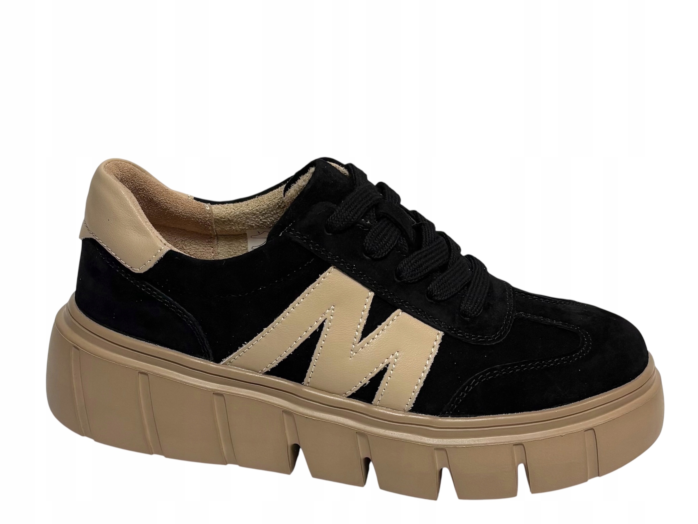 Vinceza 79561 sneakersy półbuty skórzane tenisówki czarne zamszowe 37