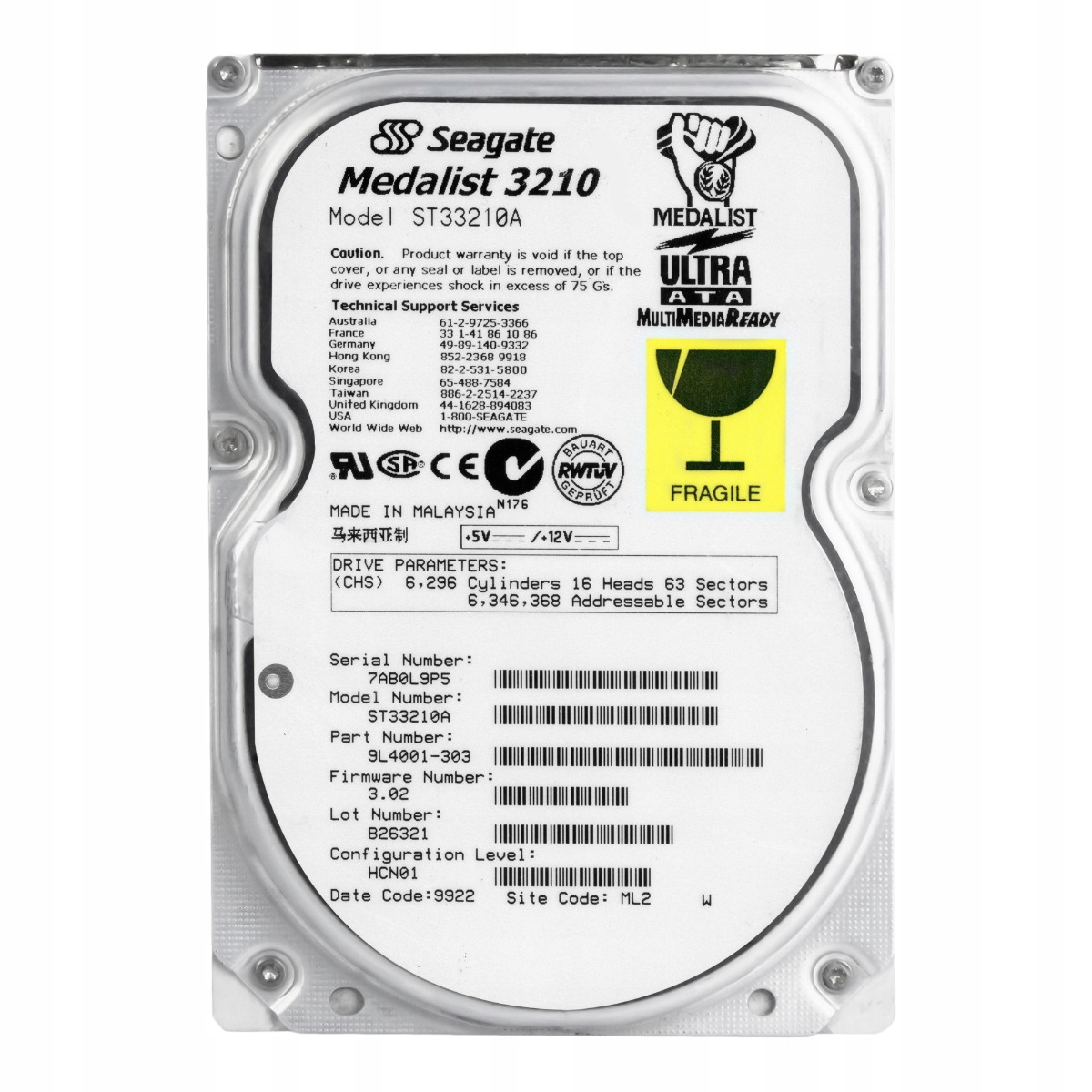 Seagate Medailista 3210 3.2GB 5.4K Ata 3.5' ST33210A