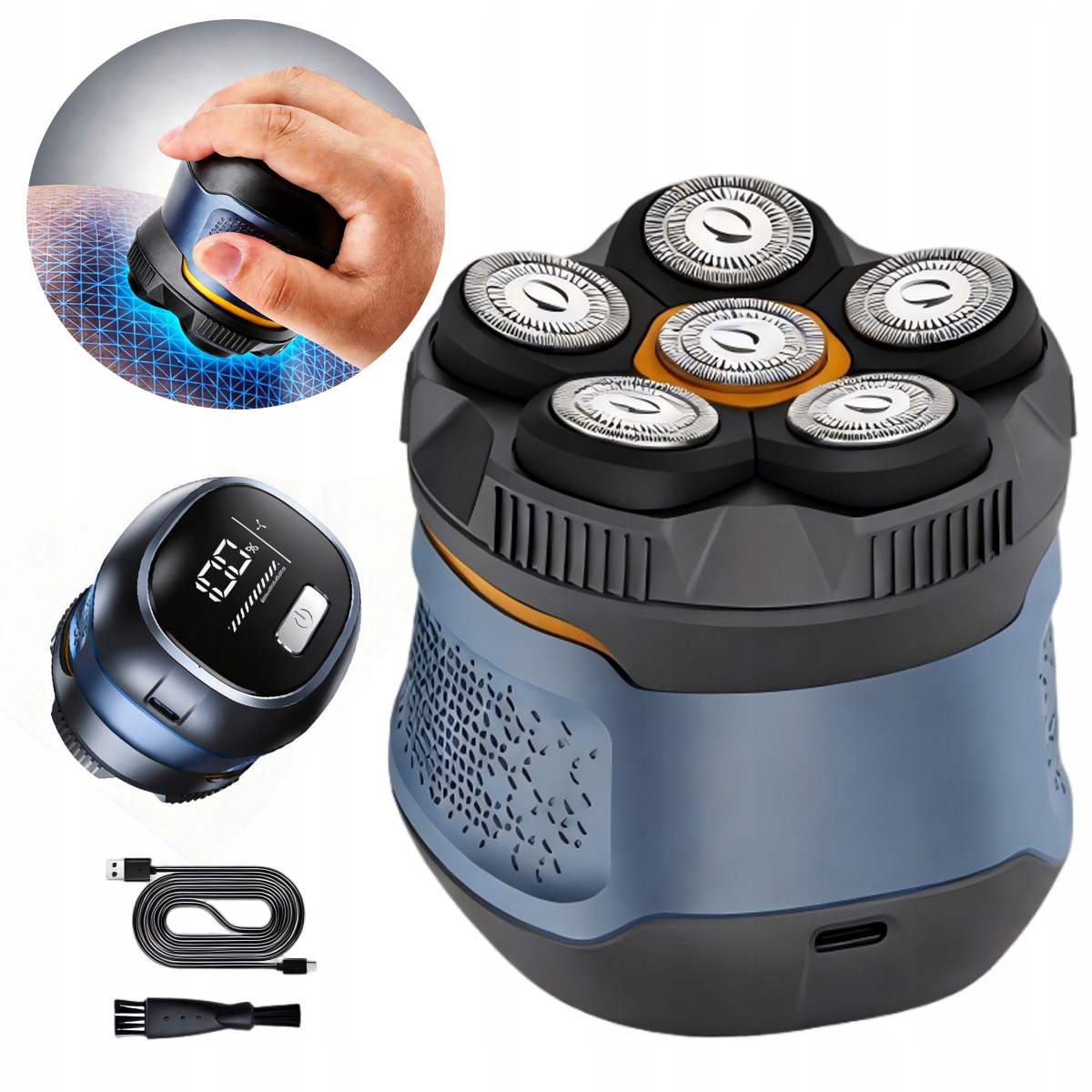 Golarka elektryczna do głowy, zarostu IPX6 6 ostrzy