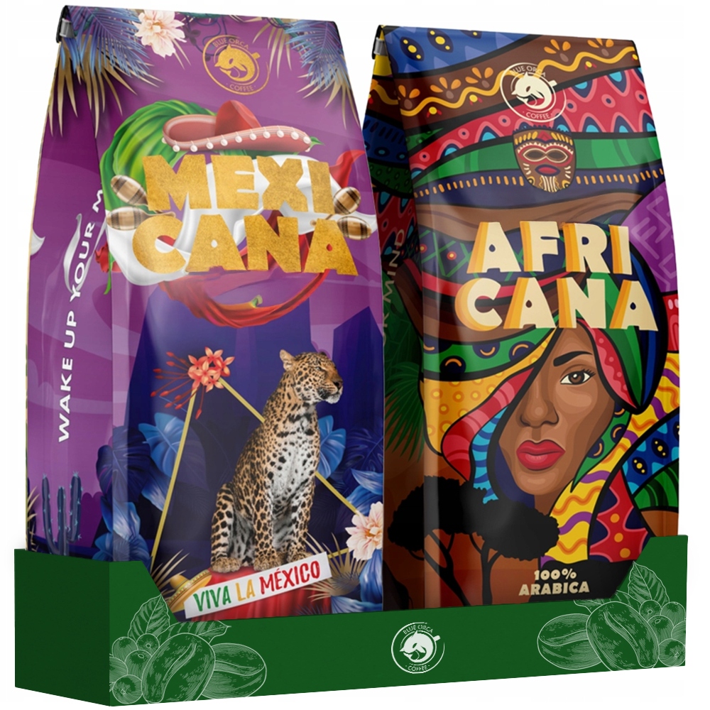 Levně Káva zrnková 1kg x2 Čerstvě pražená Arabica 100% Blue Orca Coffee