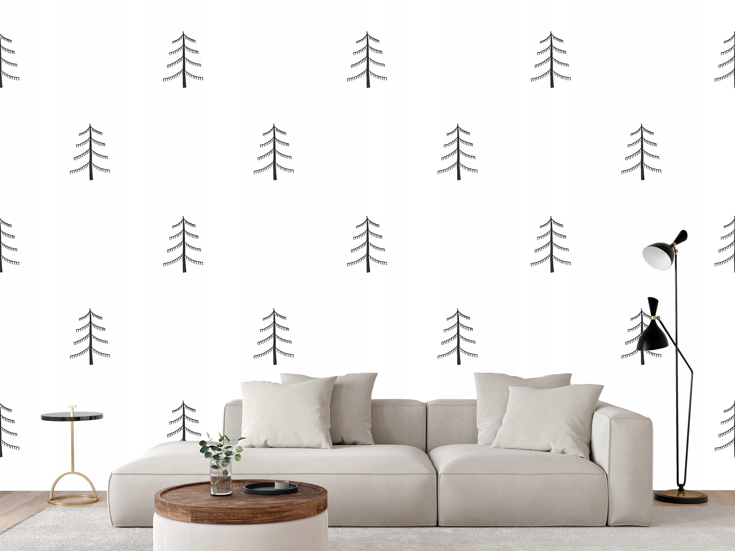 Fototapeta Ručně Kreslené Tvary Stromového Vánočního Stromu 416 x 290 cm