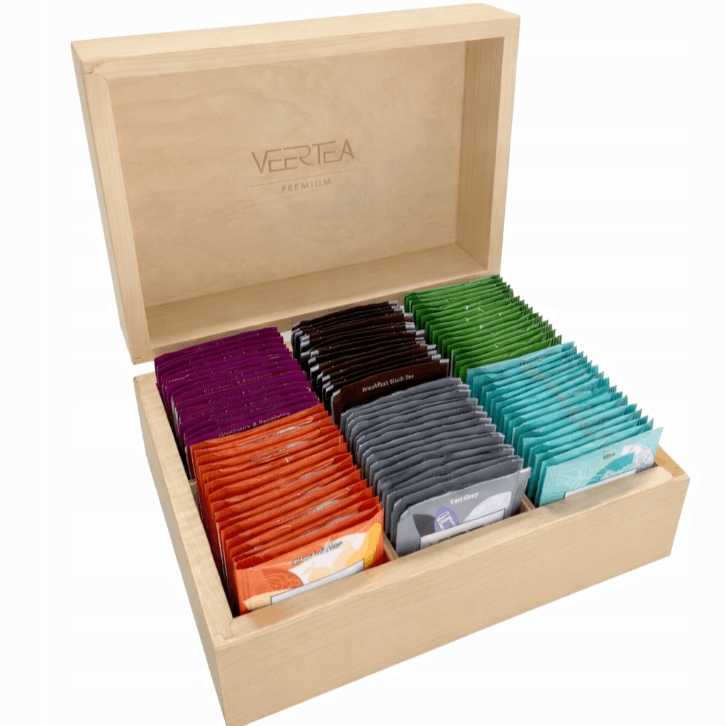Veertea zestaw herbat Skrzynka Premium 96szt, skrzynka naturalna