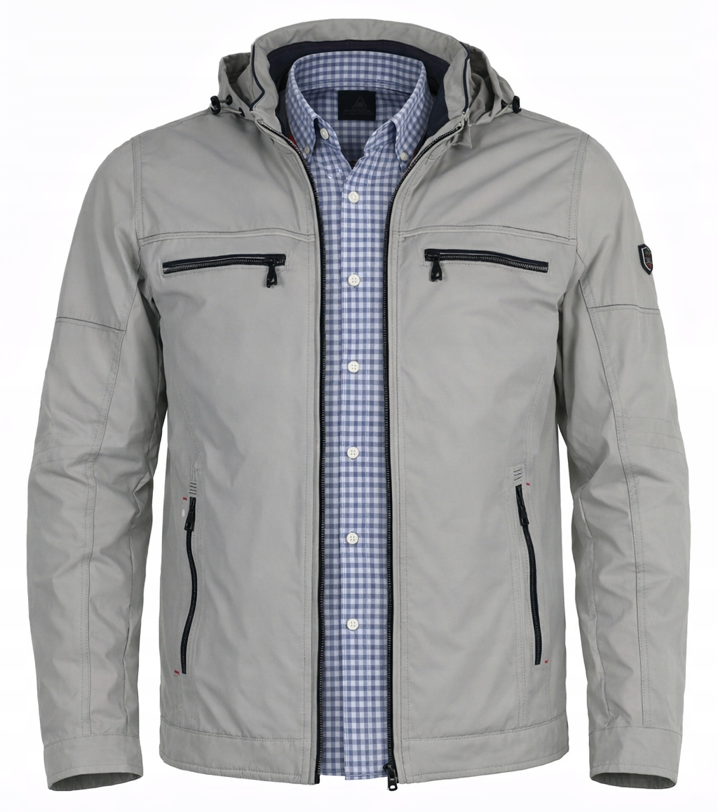 Kurtka Szara Jasna Męska Wiosenna Przejściowa Prosta Rozmiar XL