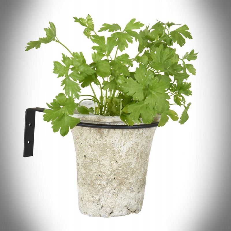 Uchwyt doniczkowy stalowy ścienny 13 cm CZARNY