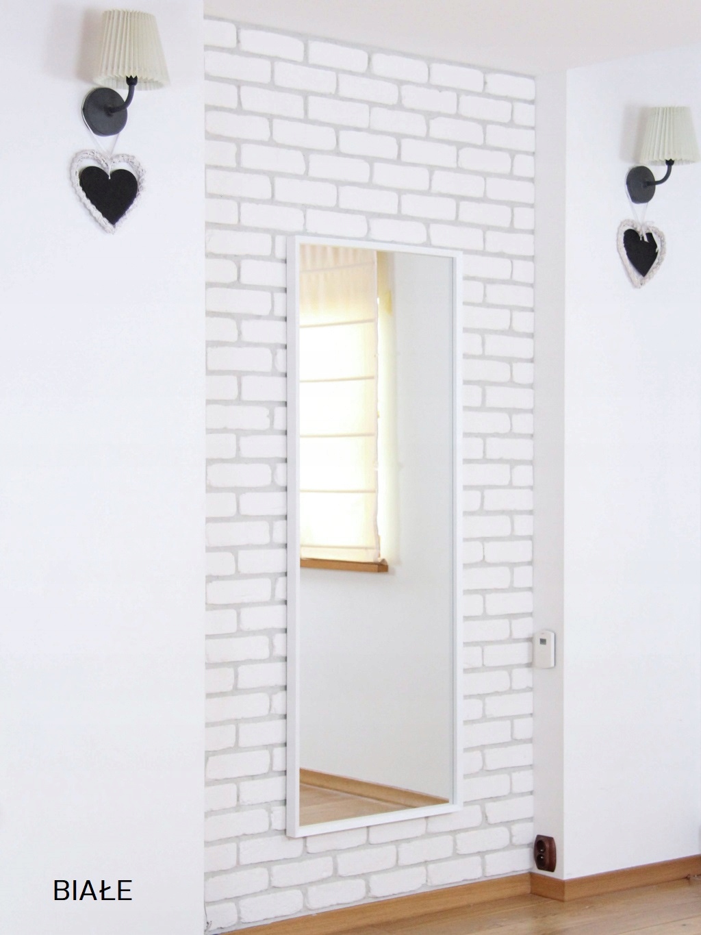 NOWOŚĆ Lustro 140x60 wąska KASETONOWA rama CZARNA Wysokość 1400 mm