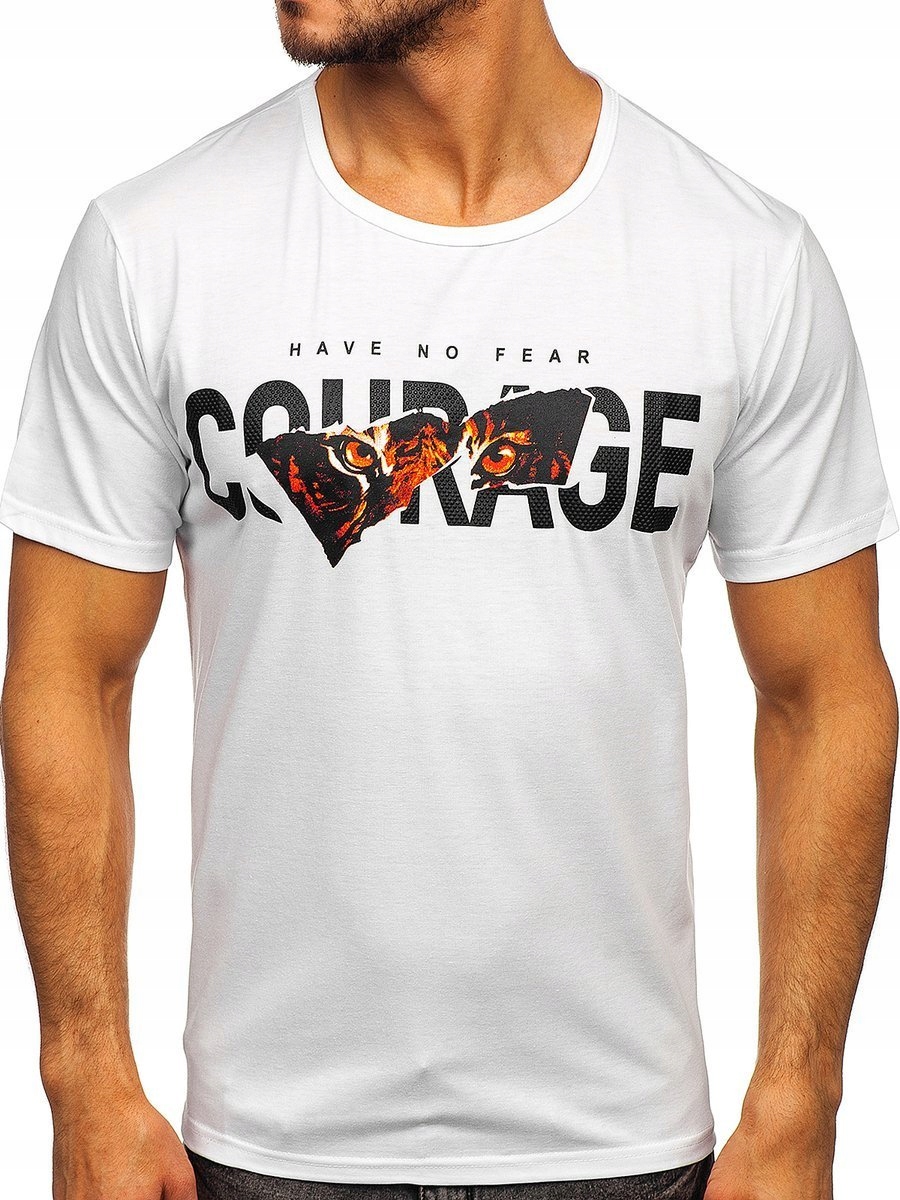 

T-shirt Męska Z Nadrukiem Biała KS2620 Denley_xl