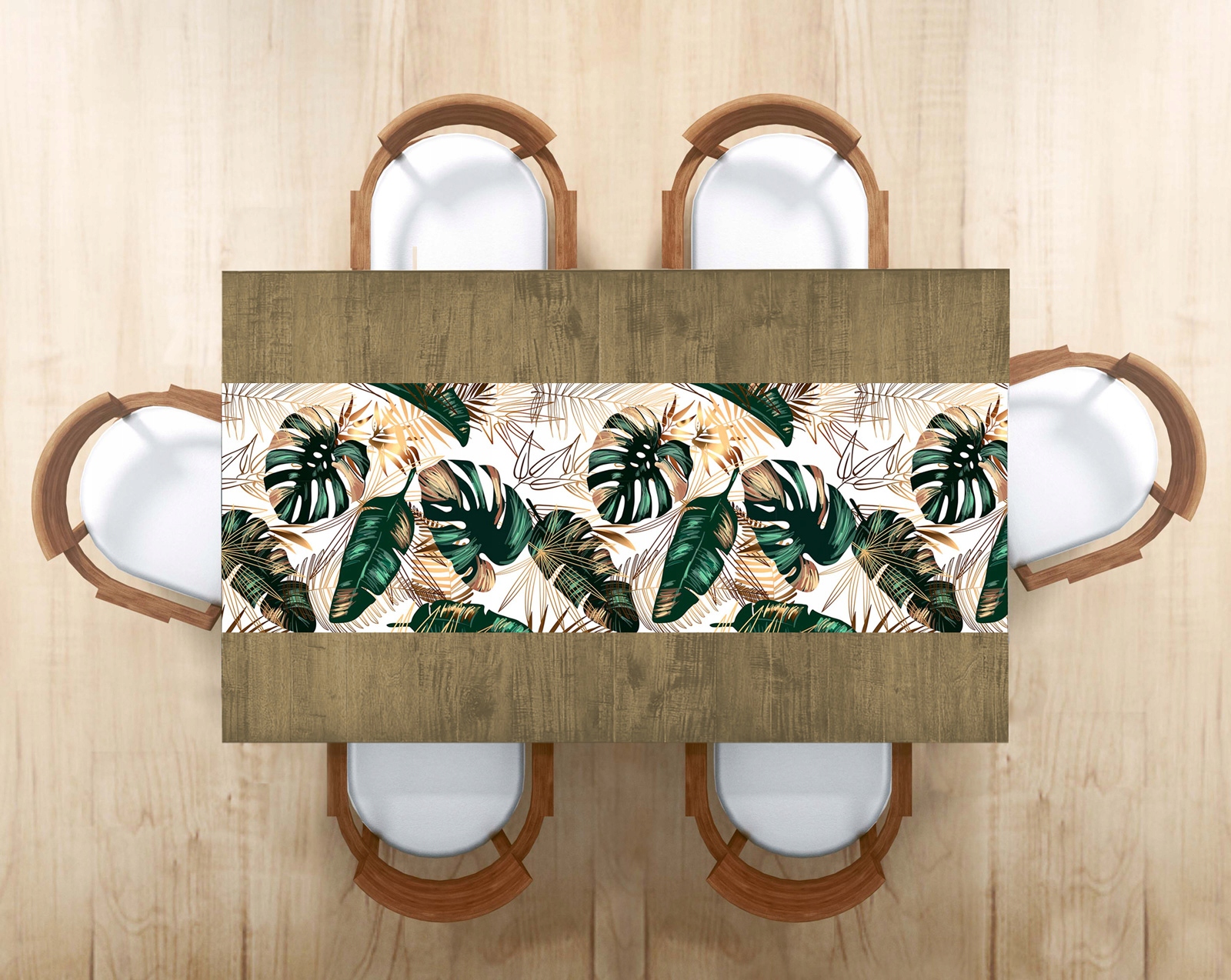 BIEŻNIK PLAMOODPORNY 40X140 WZORY BIAŁE LIŚCIE Marka 123Obrusy