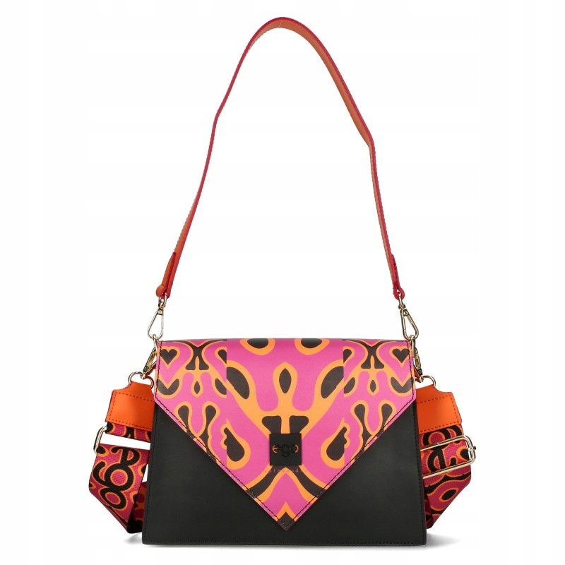 Ego Kožená kabelka s klopou, vícebarevná, dva popruhy, úchyt, logo Premium