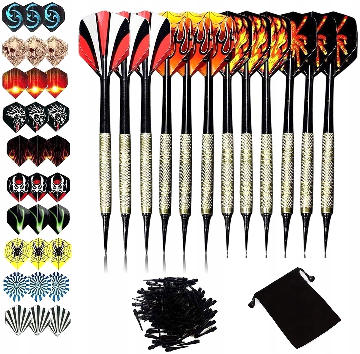 RZUTKI DART ZESTAW 12 LOTEK RZUTEK DO DARTA + 100 GROTÓW 42 PIÓRKA DA201 Płeć nie dotyczy