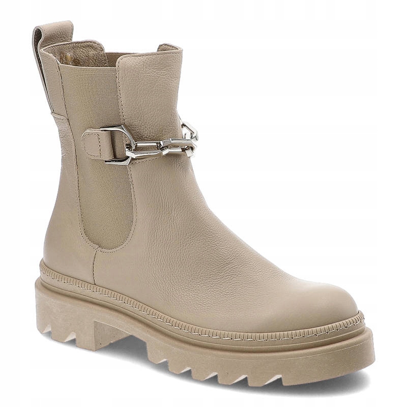 Béžové Kotníkové Boty Nessi Módní kožené dámské boty